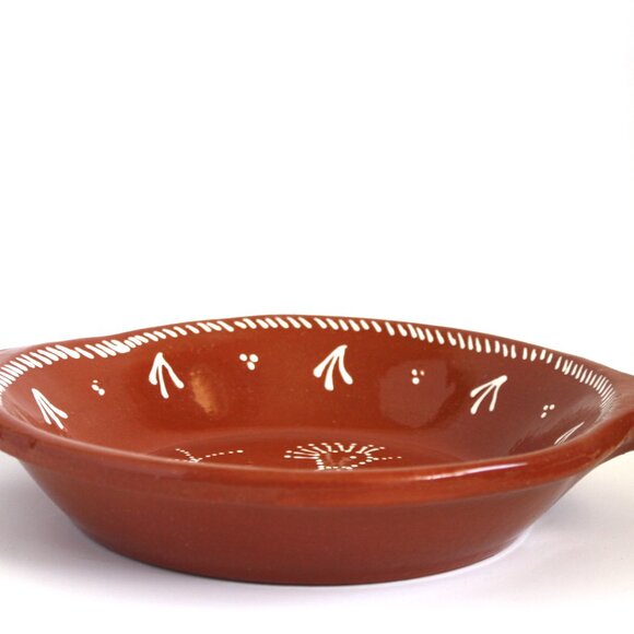 Vintage Hand painted Portugal Terra Cotta Pie plate with Bird - Picture 2 of 8